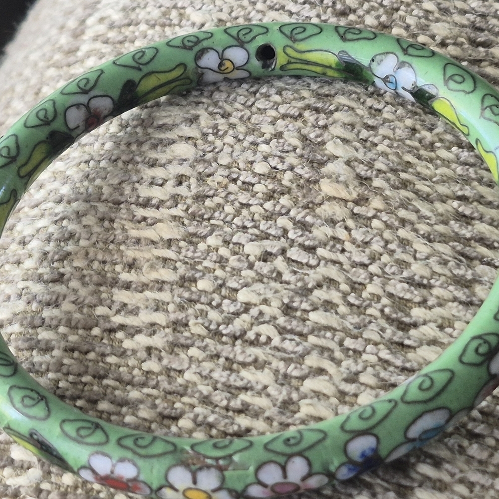 Floral Green Bangle Bracelet - Picture 7 of 8